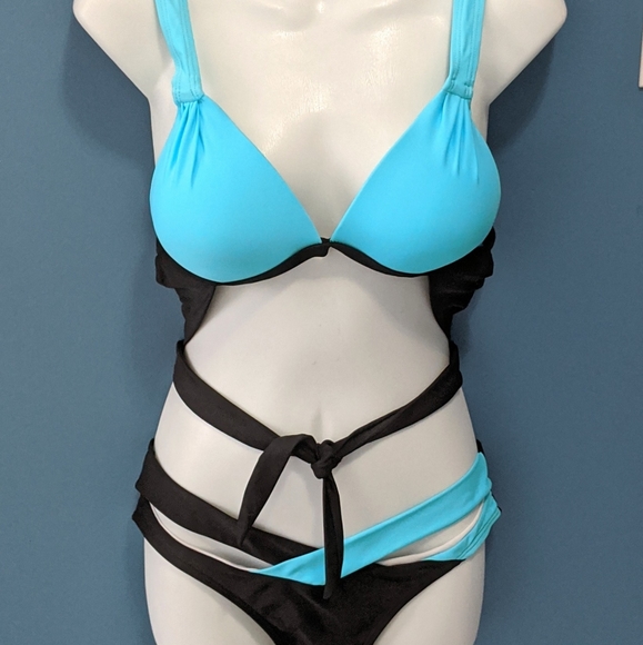 NEW - BLUE & BLACK BIKINI - Picture 4 of 9